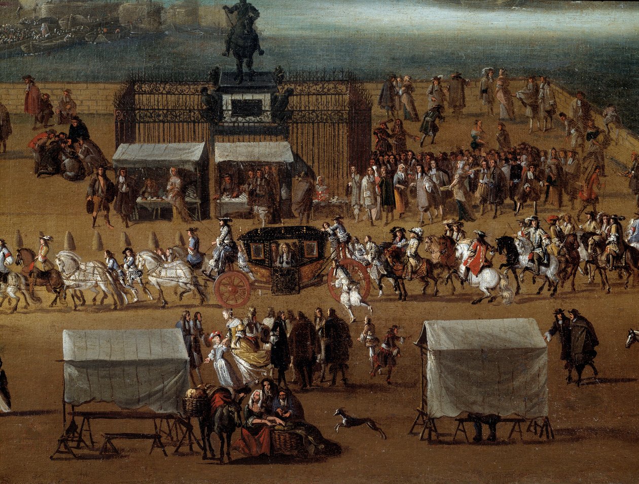 Cortege procházející před sochou Henri IV na Pont Neuf v Paříži v 17. století Detail. Anonymní malování. Paříž, Musee Carnavalet od Anonymous Anonymous