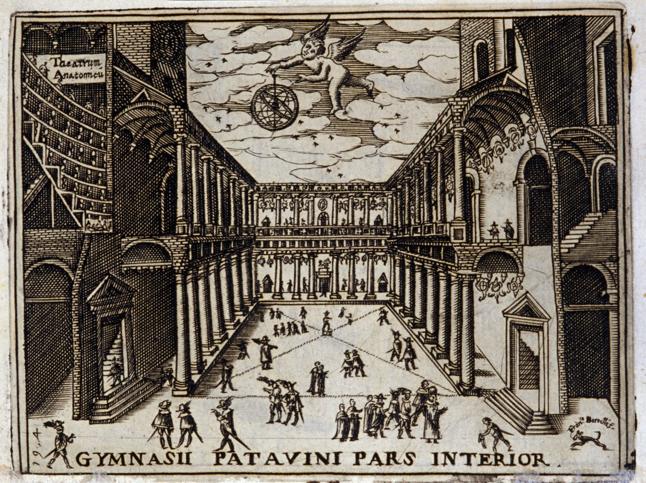 Soud univerzity v Padou (Padova) v Itálii v 17. století. Anonymní rytina 17. století. milánský . od Anonymous Anonymous
