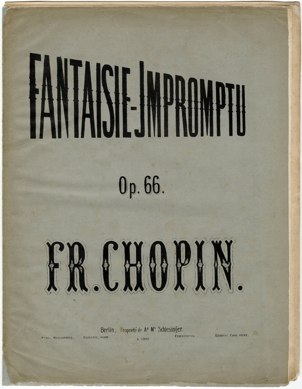 Titulní strana německého vydání Fantaisie-Impromptu, op. 66 - Frederic Chopin (1810-1849). Litografie, cca 1856. Soukromá sbírka od Anonymous Anonymous