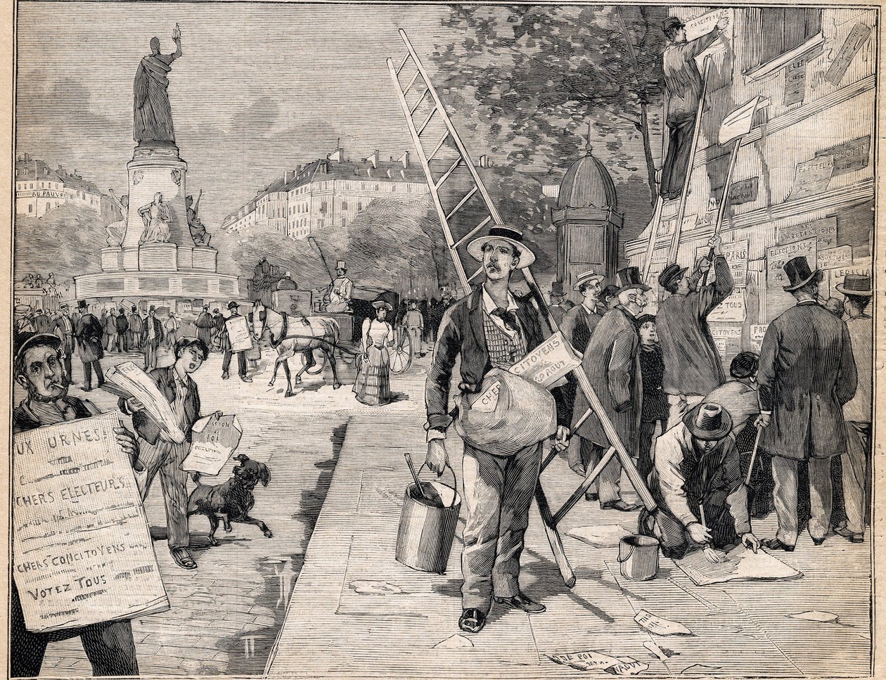 Zobrazení během volebního období ve Francii. Rytina v „“Le Petit Parisien““ dne 20.08.1893. od Anonymous Anonymous