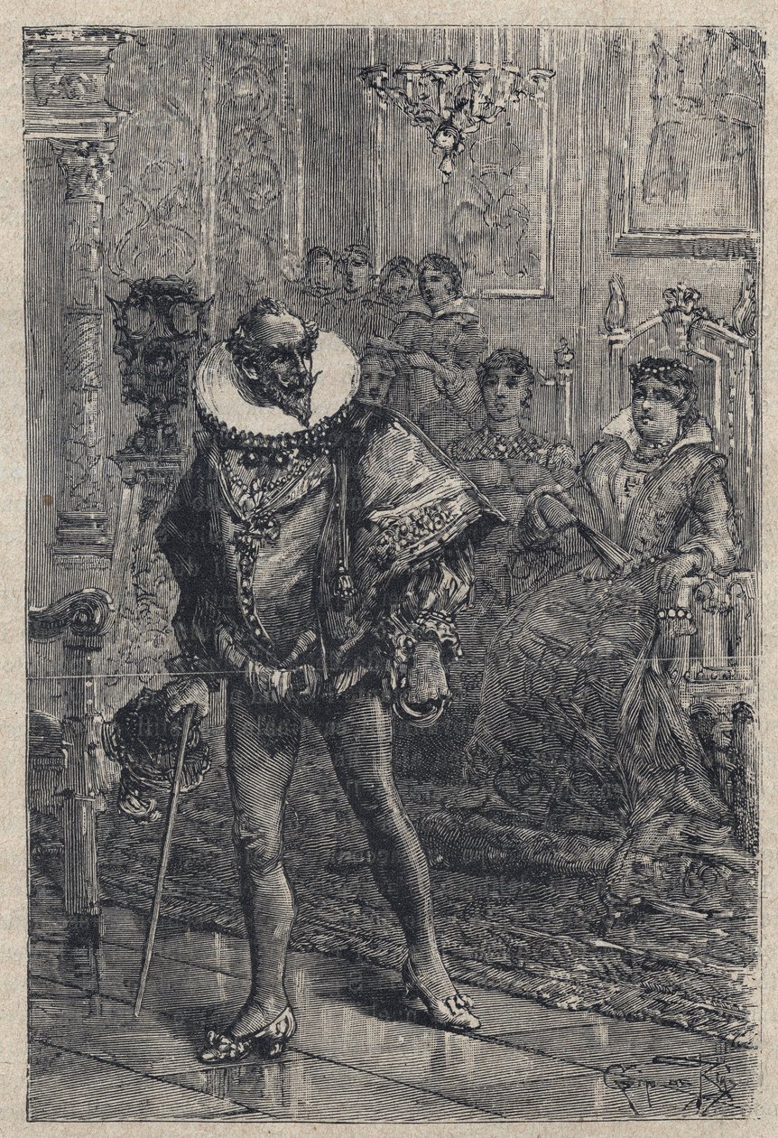Don Gaspare z Aversy, hrabě z Procidy – rytina z „Lucrezia Borgia““ od Oscara Pia – 1883 od Anonymous Anonymous