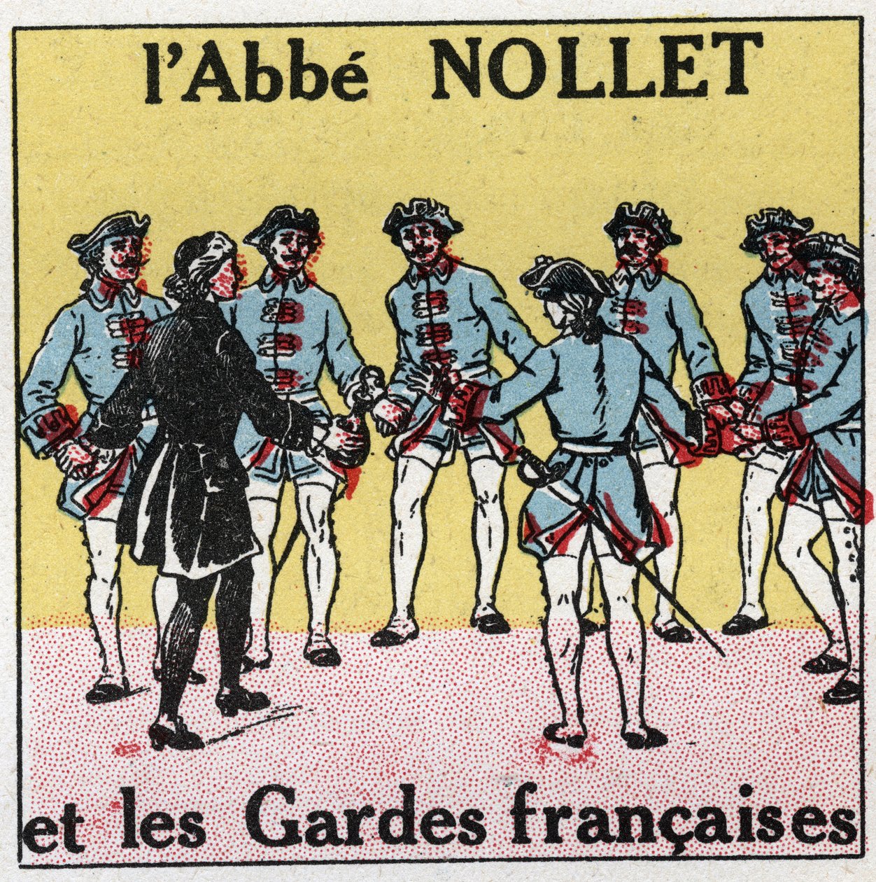 Elektrické kondenzátory: otřes mozku způsobený kondenzátory. Zkušenost s lahví Leidenu od abbé Jean Antoine Nollet (Jean-Antoine) (1700-1770), francouzského fyzika ve Versailles, kde bylo v roce 1746 zabito 180 stráží současně. Anonymní ilustrace f od Anonymous Anonymous