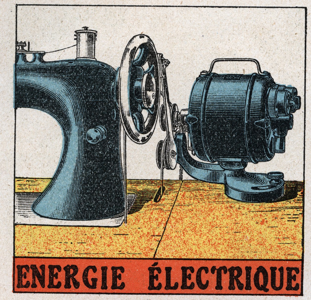 Elektrická energie: elektrický šicí stroj. Anonymní ilustrace z roku 1925. Soukromá sbírka. od Anonymous Anonymous