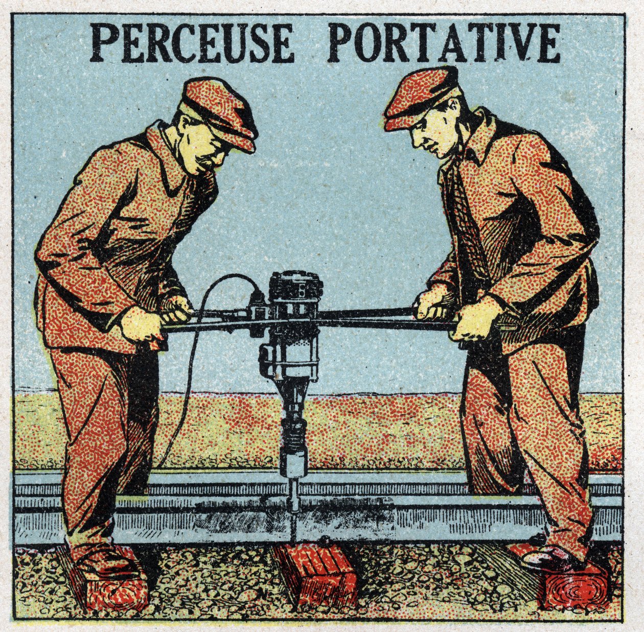 Elektrické nářadí: přenosná vrtačka. Anonymní ilustrace z roku 1925. Soukromá sbírka. od Anonymous Anonymous
