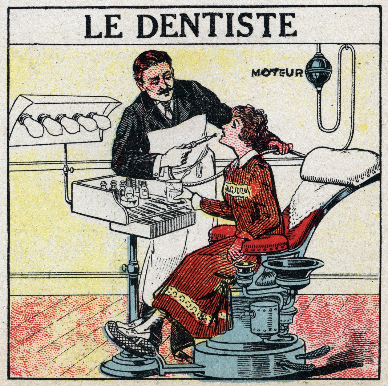 Elektrické nářadí: zubař. Anonymní ilustrace z roku 1925. Soukromá sbírka. od Anonymous Anonymous