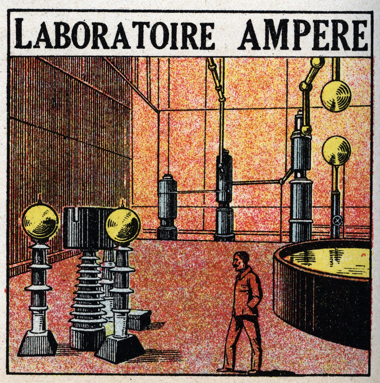 Elektrické potrubí: Ampérová laboratoř. Anonymní ilustrace z roku 1925. Soukromá sbírka. od Anonymous Anonymous