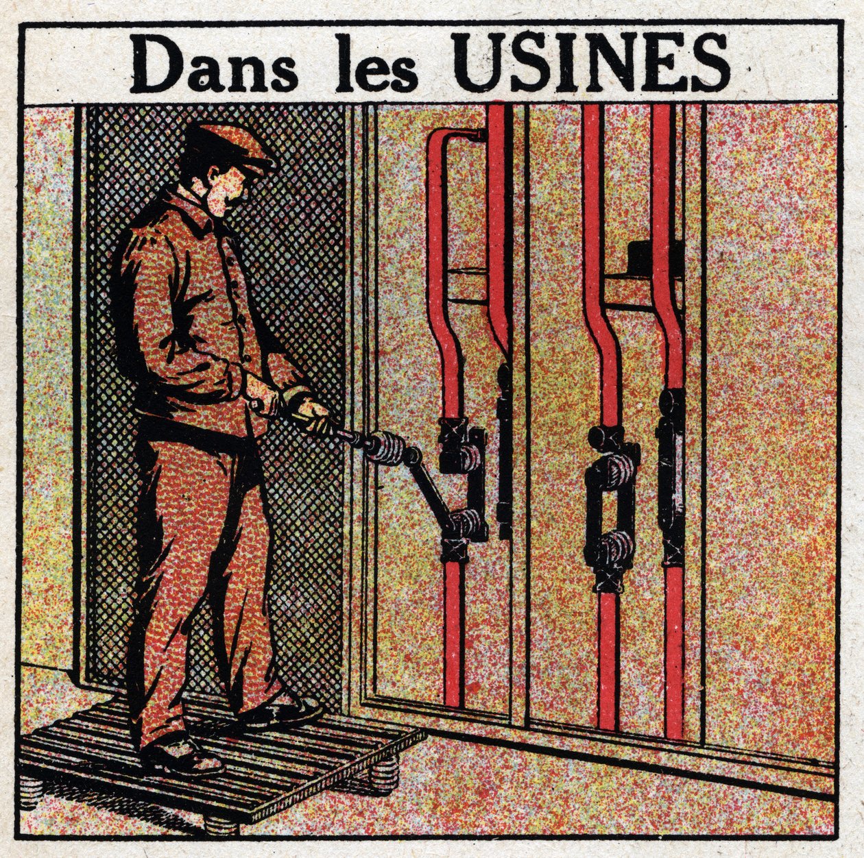 Elektrické potrubí: potrubí v závodech. Anonymní ilustrace z roku 1925. Soukromá sbírka. od Anonymous Anonymous