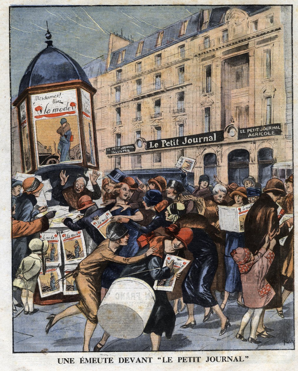 Emute des femmes na kiosku vydání nového formátu časopisu „La mode““ v Paříži. Ilustrace převzata z „“Le petit journal““ z 11.11.1925 Collection privee od Anonymous Anonymous