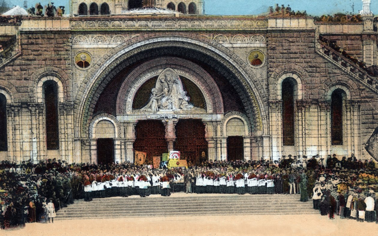 Vchod růžence a požehnání Tres Saint-Sacrement (Svatá svátost) – Lurdy – Hautes Pyrenees (65) kolem roku 1930. od Anonymous Anonymous