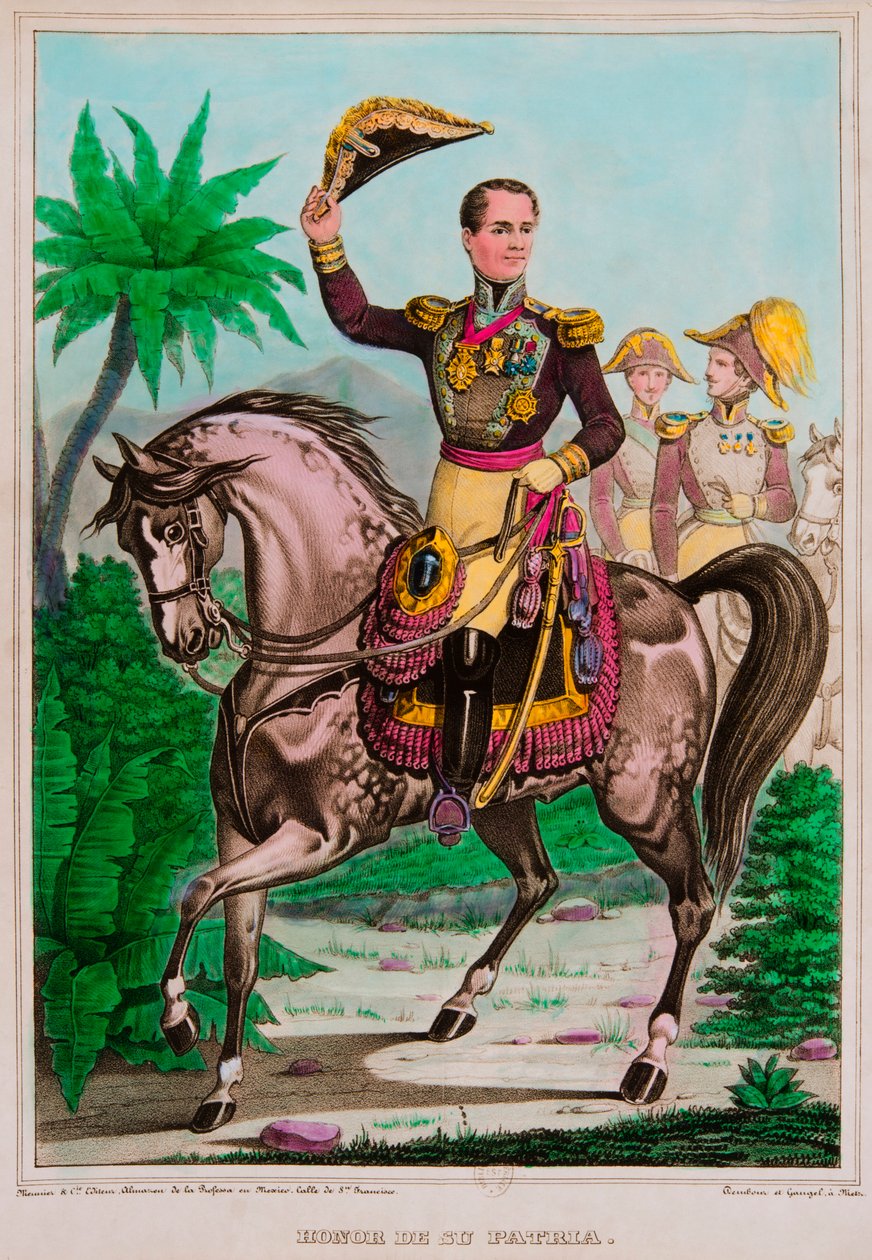 Jezdecký portrét Antonia Lopeze de Santa Anna (1794-1876), prezident Mexika, sbírka Privee od Anonymous Anonymous