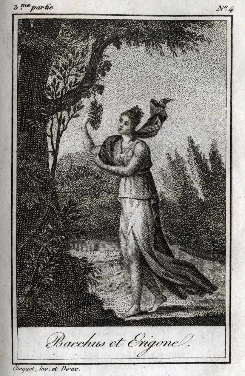 Erigo a Bacchus, rytina z roku 1819 v „Lettres a Emilie sur la mythologie“ od Charlese Alberta Demoustiera (1760-1801). Soukromá sbírka. od Anonymous Anonymous