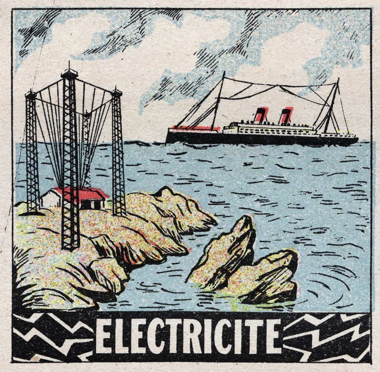 Éter (materiál): elektřina. Anonymní ilustrace z roku 1925. Soukromá sbírka. od Anonymous Anonymous