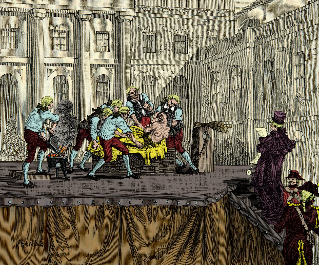 Kat Samson označuje Jeanne de Valois Saint Remy (Valois-Saint-Remy), známou jako komtesa de la Motte (1756-1791), po jejím odsouzení v případu královnina náhrdelníku v roce 1786, rytina, soukromá sbírka od Anonymous Anonymous