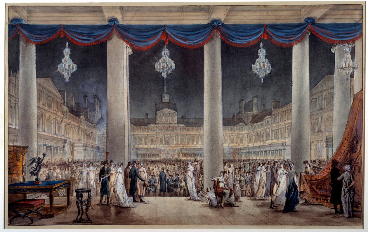 Výstava průmyslových výrobků na nádvoří Louvru v roce 1801 Kvaš a anonymní akvarel. 1801. Paříž, Musee Carnavalet od Anonymous Anonymous