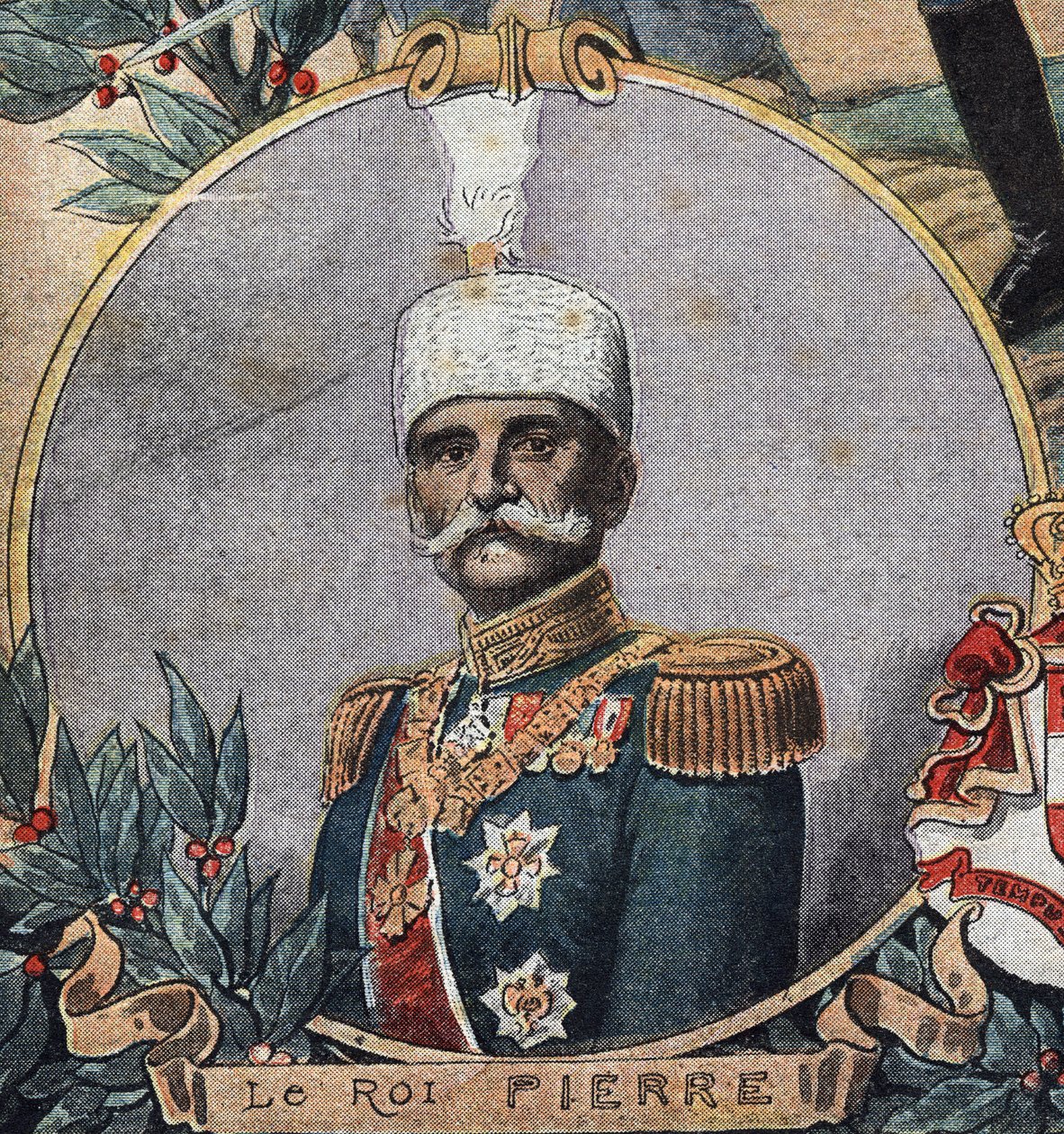 První světová válka 1914-1918 (14-18): Portrét Petra I. Srbska (Peter Karadordevic nebo Karageorgevič od Anonymous Anonymous