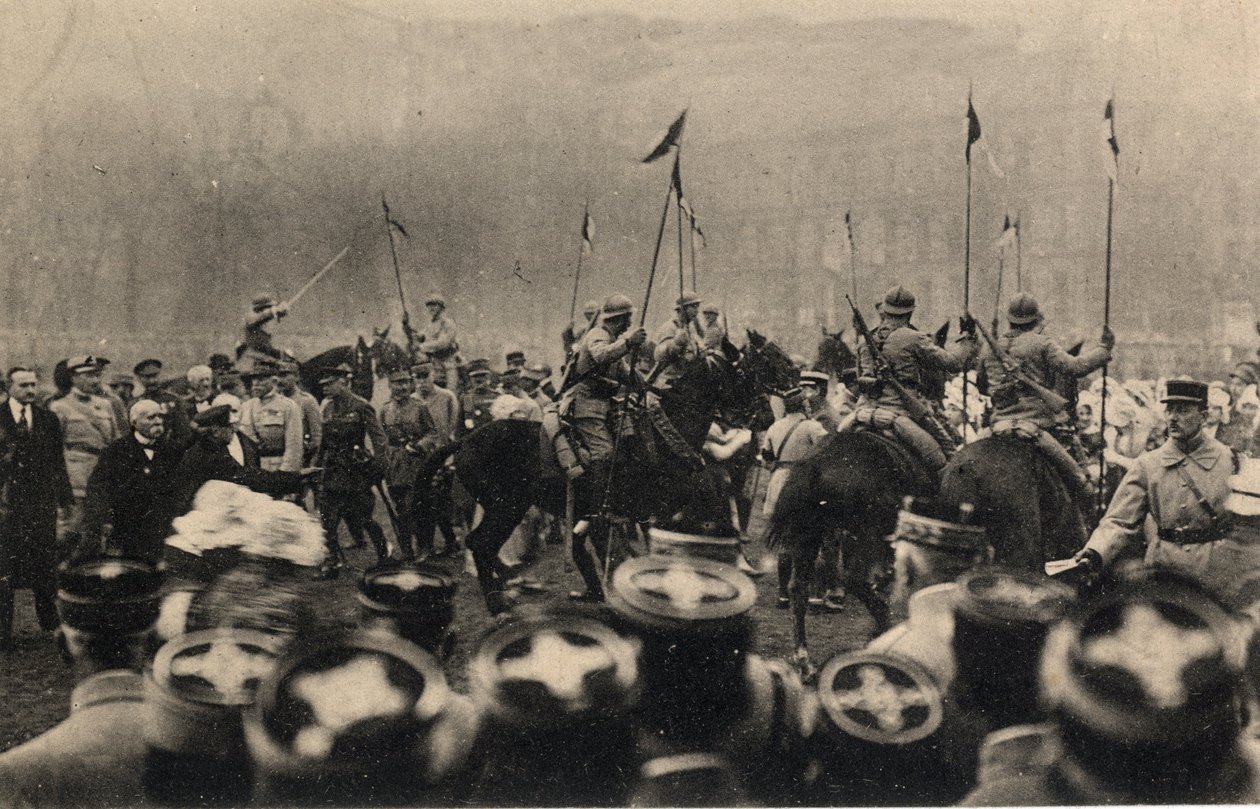 První světová válka 1914-1918: návštěva francouzského prezidenta Raymonda Poincareho (1860-1934) a prezidenta rady Georgese Clemenceaua (1841-1929) do Met 8. prosince od Anonymous Anonymous