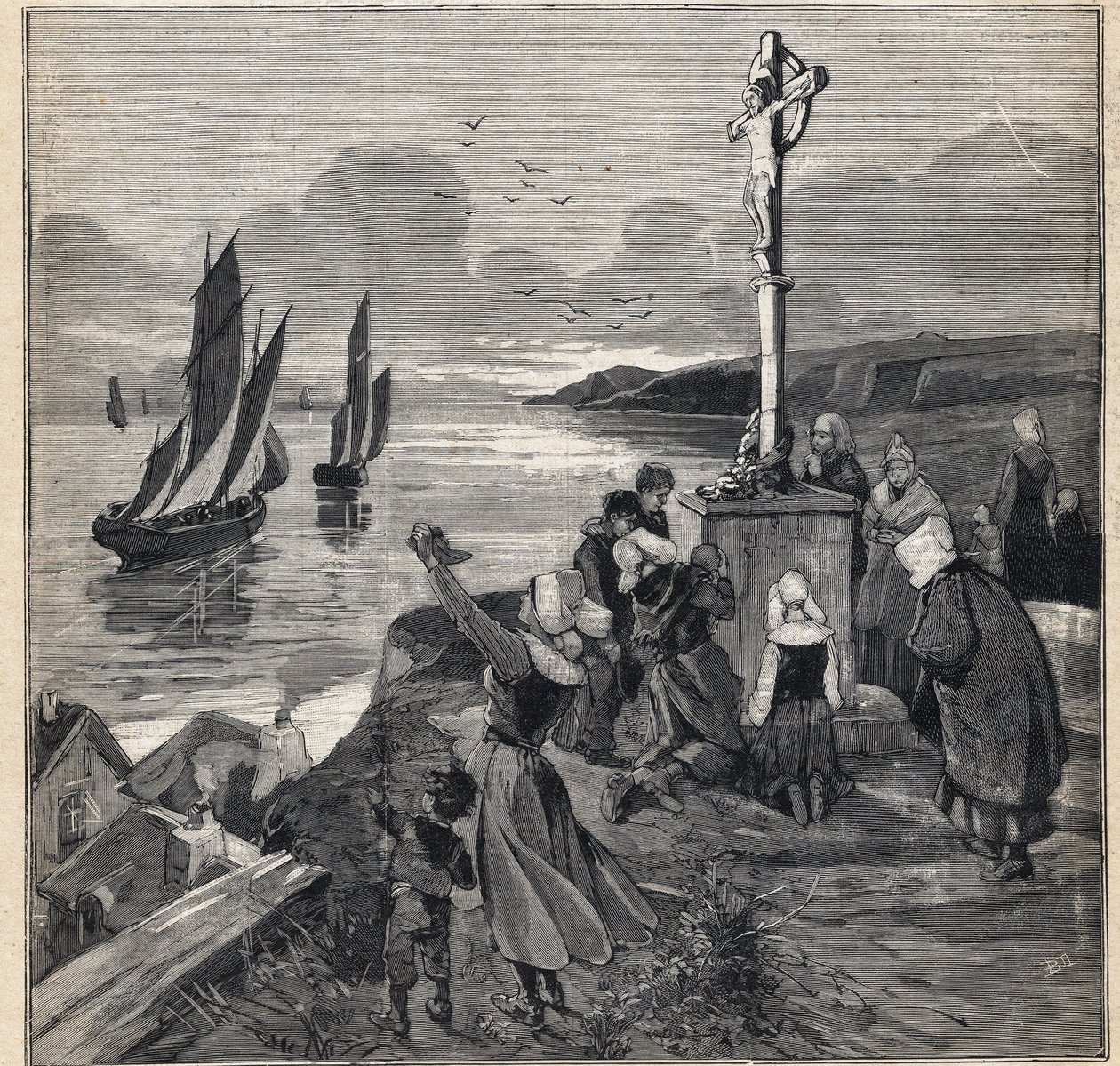 Rybaření na Islandu: rybáři opouštějí Bretaň. Rytina v „“Le Petit Parisien““ dne 12.03.1893. od Anonymous Anonymous