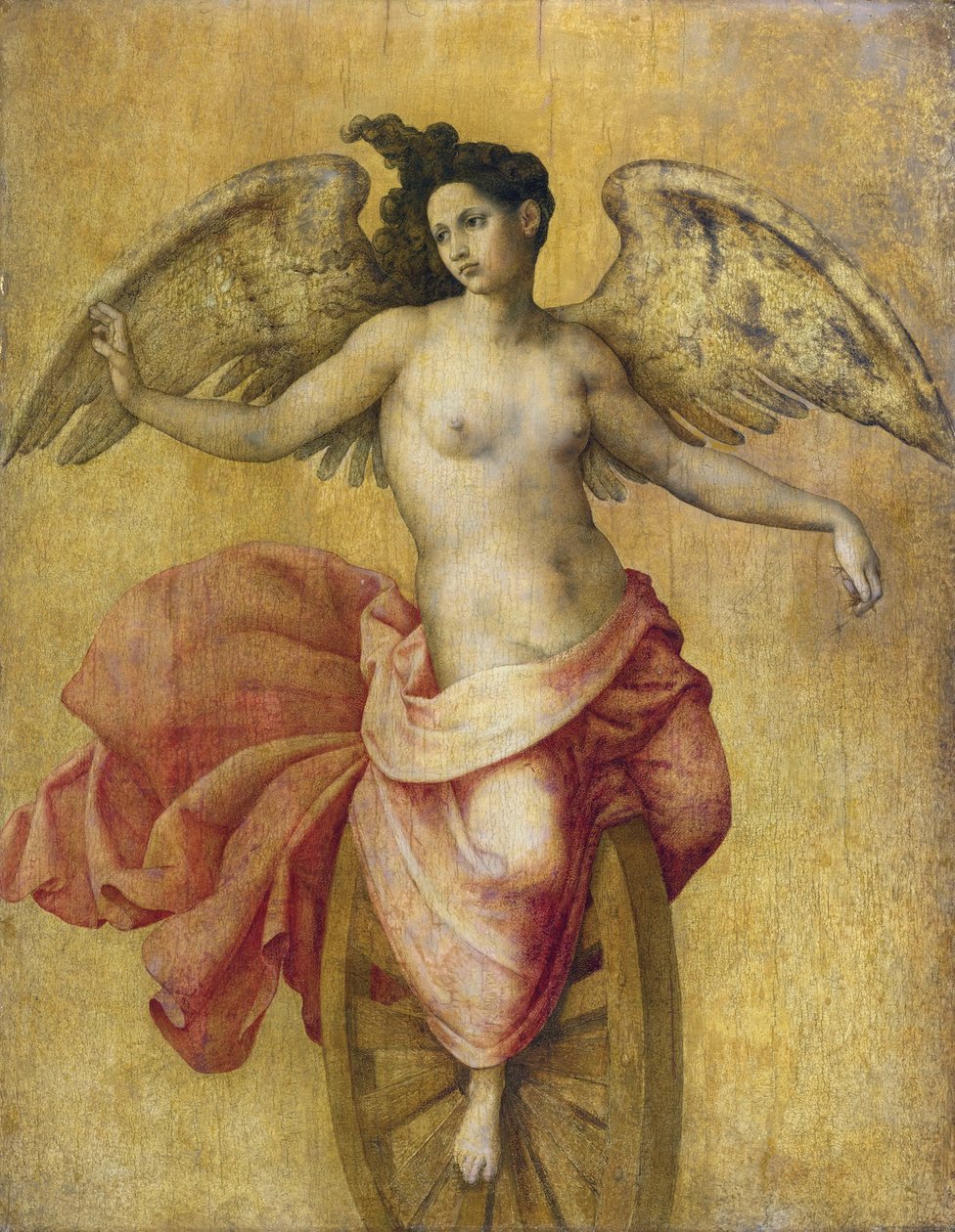 Fortune sur une roue - Fortuna na kole, Anonym. Olej na dřevě, rozměr : 78,7x61, c. 1550, Soukromá sbírka od Anonymous Anonymous