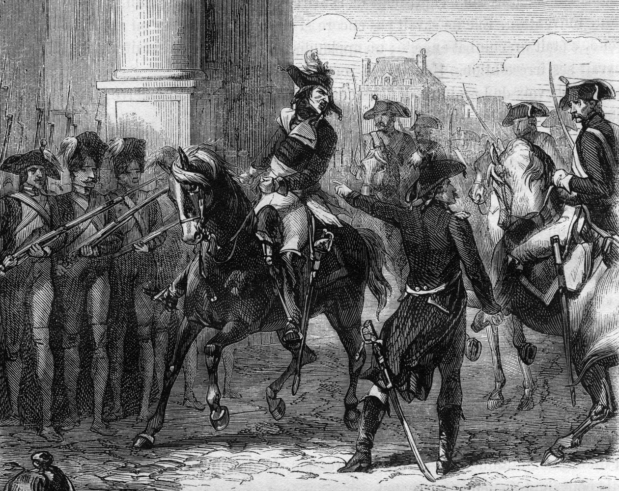 Francois Hanriot (1761-1794), francouzský revolucionář u dveří konvence (9. thermidor 1794) - rytina v „Histoire des Girondins“ od Alphonse de Lamartine (1790-1869) 1865-1866 - soukromá sbírka od Anonymous Anonymous