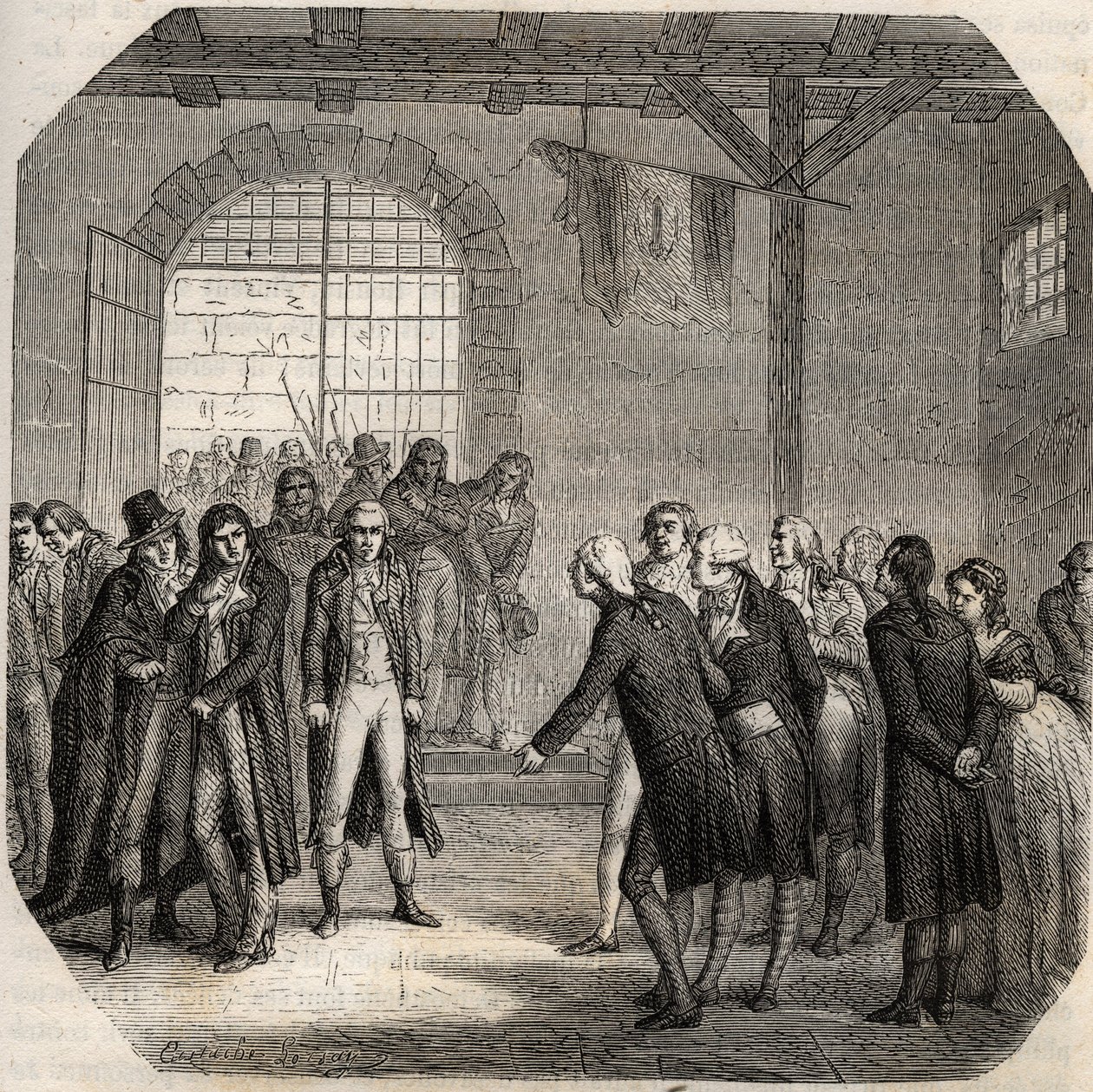 Francouzská revoluce - Hebertisté - Les Hebertistes à la Concierge v Paříži dne 23. března 1794 - - Rytina v „Histoire des Girondins“ od Alphonse de Lamartine (1790-1869) 1865-1866 - Soukromá sbírka od Anonymous Anonymous