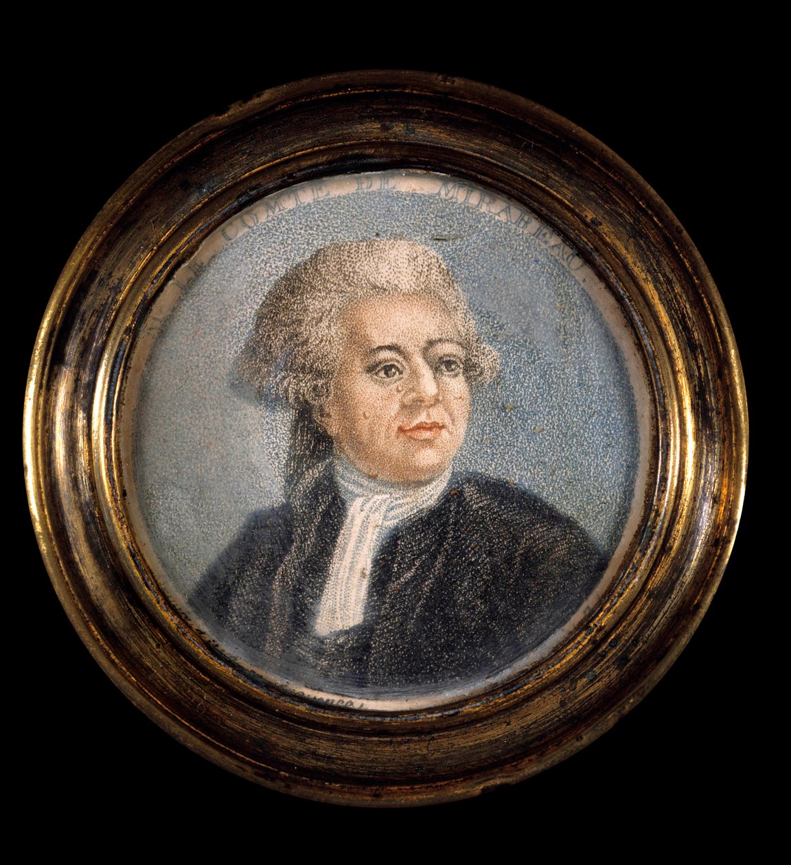 Francouzská revoluce: “” Portrét Honore Gabriela (Honore-Gabriel) Riquetiho, hraběte z Mirabeau (1749-1791) v kostýmu třetího státu”” Anonymní miniaturní obraz z 18. století. od Anonymous Anonymous