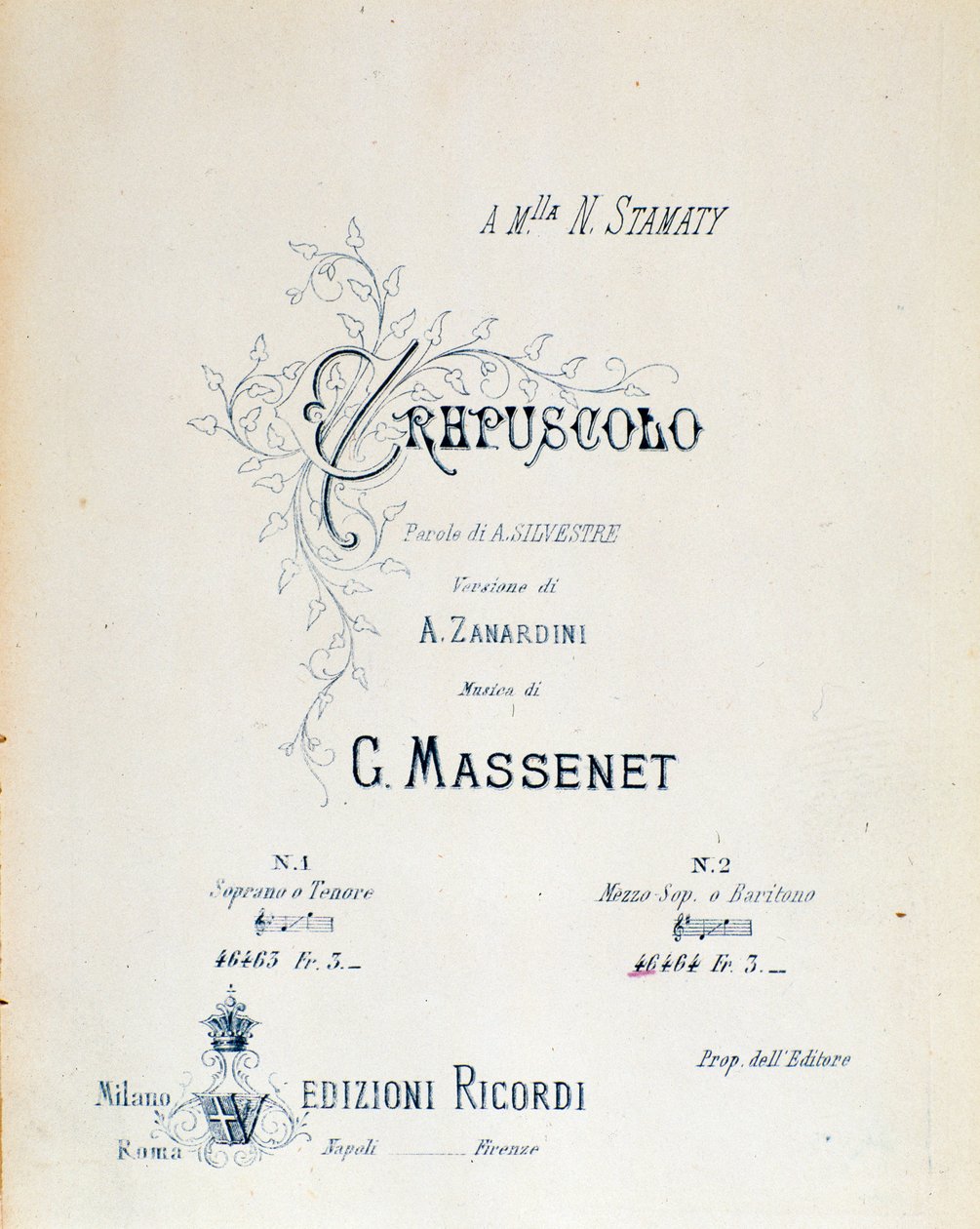 Frontispice of Crepuscule, pastorační báseň č. 5 od Julese Masseneta od Anonymous Anonymous