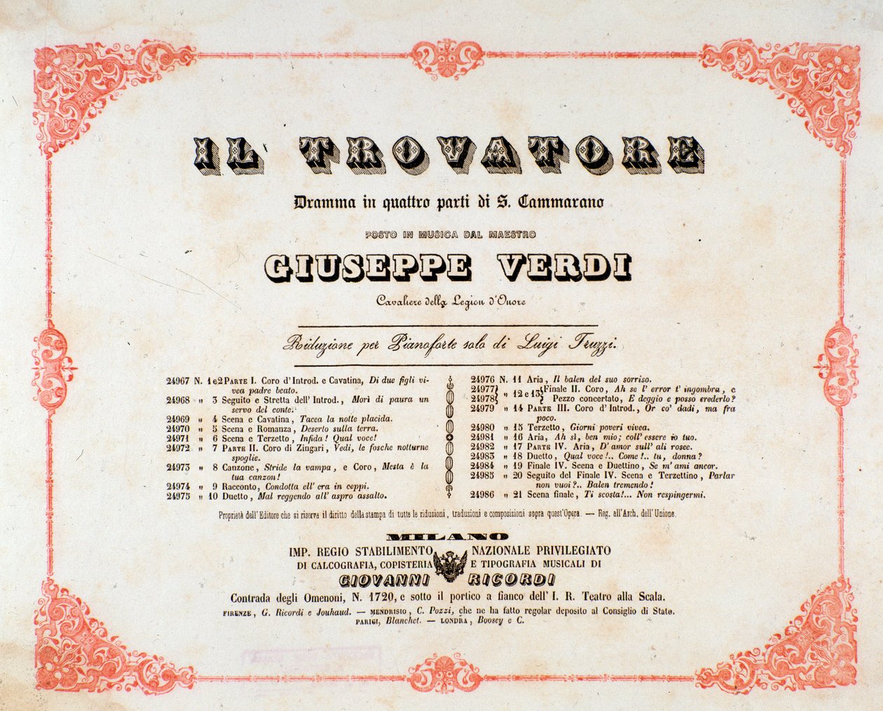 Frontispis opery Il Trovatore (Trubadúr) od Giuseppe Verdiho od Anonymous Anonymous