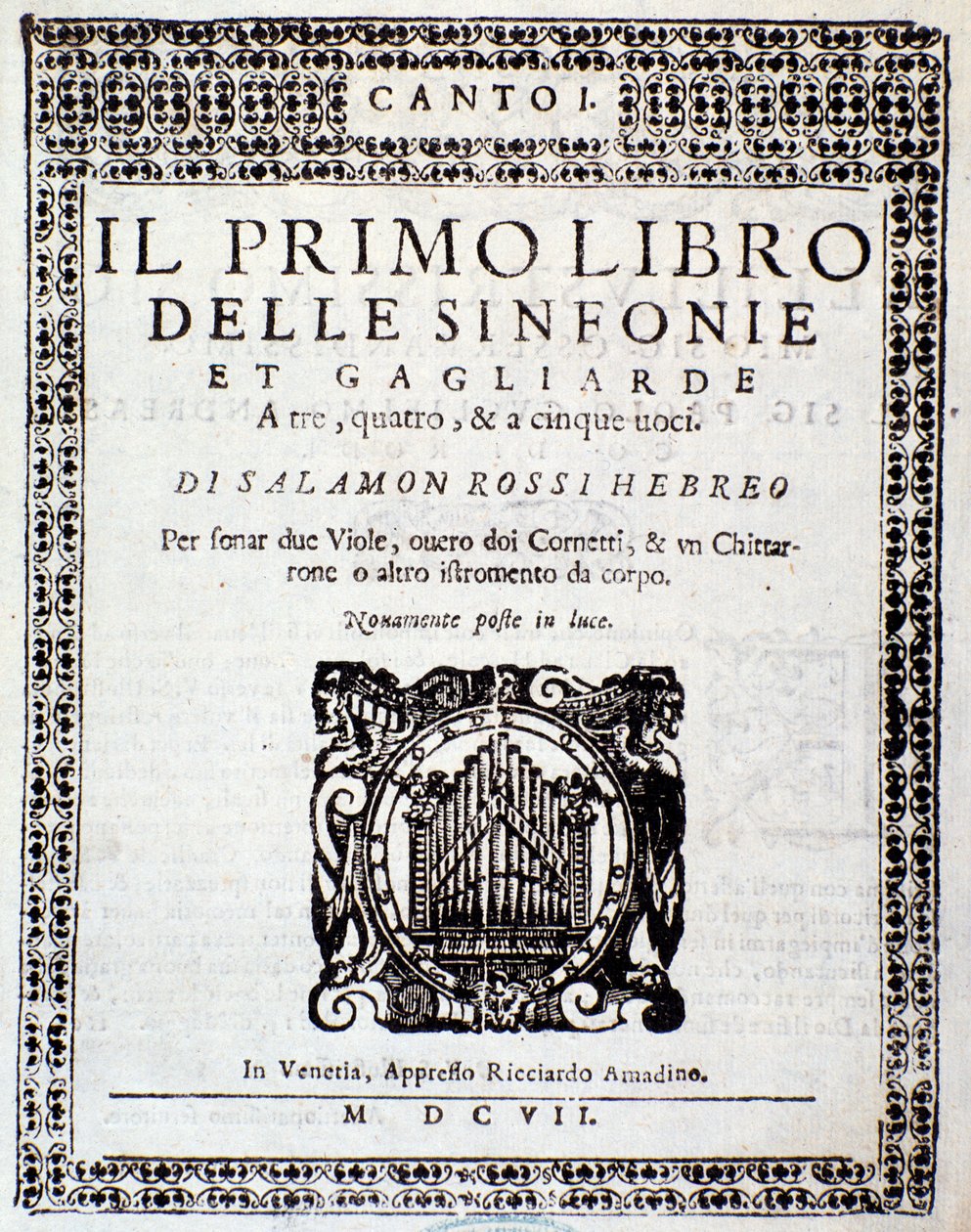 Frontispis První knihy symfonií a sil od Salomone Rossi od Anonymous Anonymous