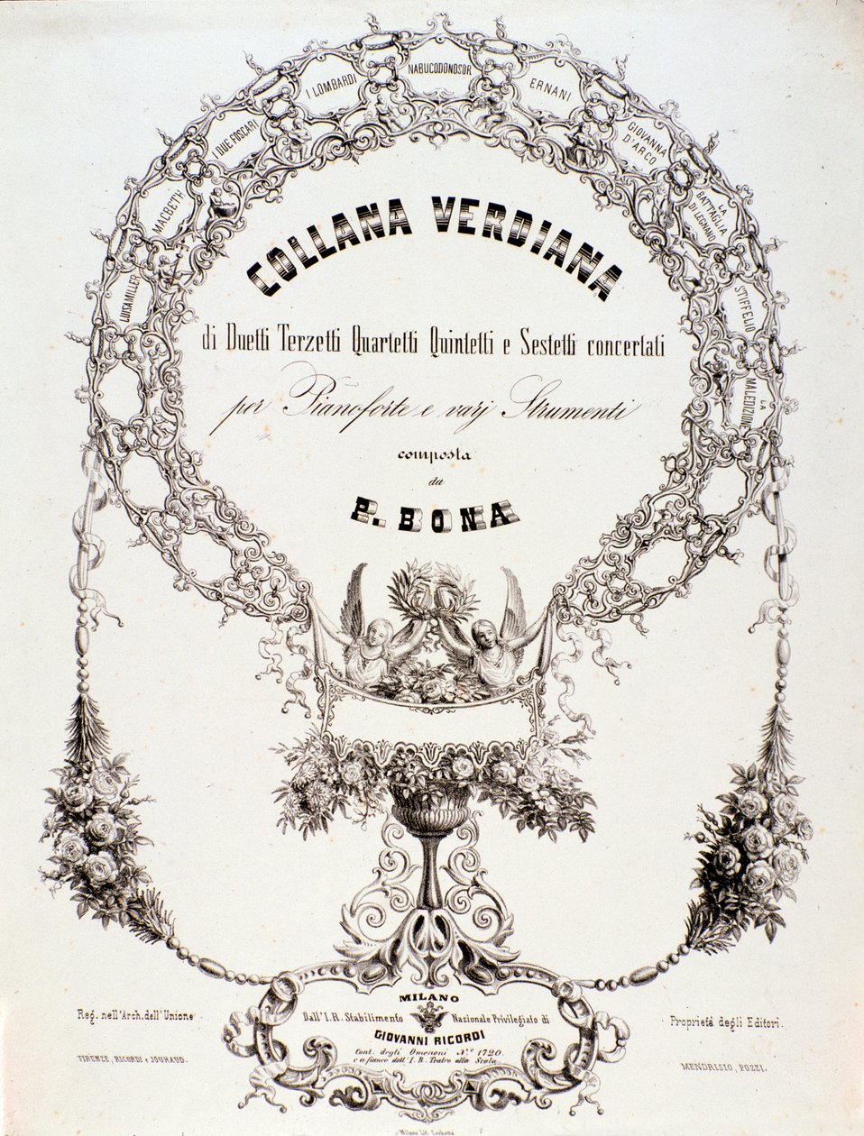 Frontispis sbírky hudebních partitur Giuseppe Verdiho od Anonymous Anonymous