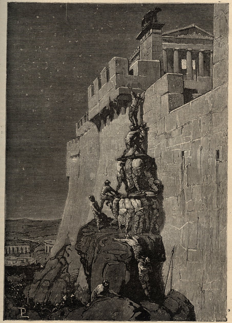 Galové se snaží zmocnit Kapitolu (390 př. n. l.) - Husy zachraňují římský Kapitol před galskými nájezdníky - - rytina 1890 od Anonymous Anonymous