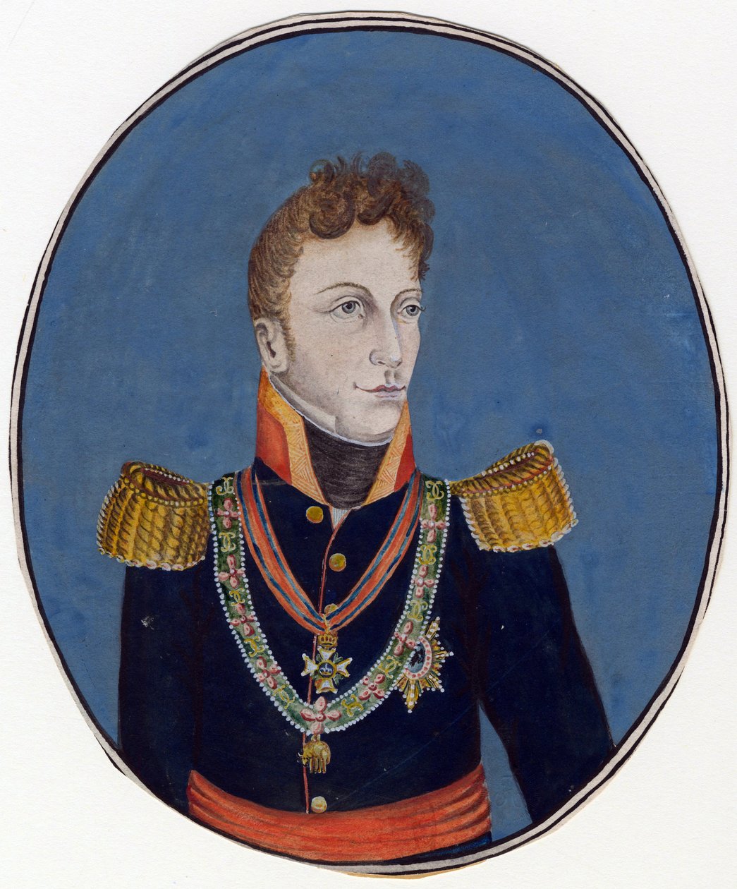 Gebhard Leberecht von Bluecher (Blucher) (1742-1819) princ de Wahlstatt et general prussien - Anonym - c. 1800 - Akvarel na papíře - 17,4x14,2 - Soukromá sbírka od Anonymous Anonymous