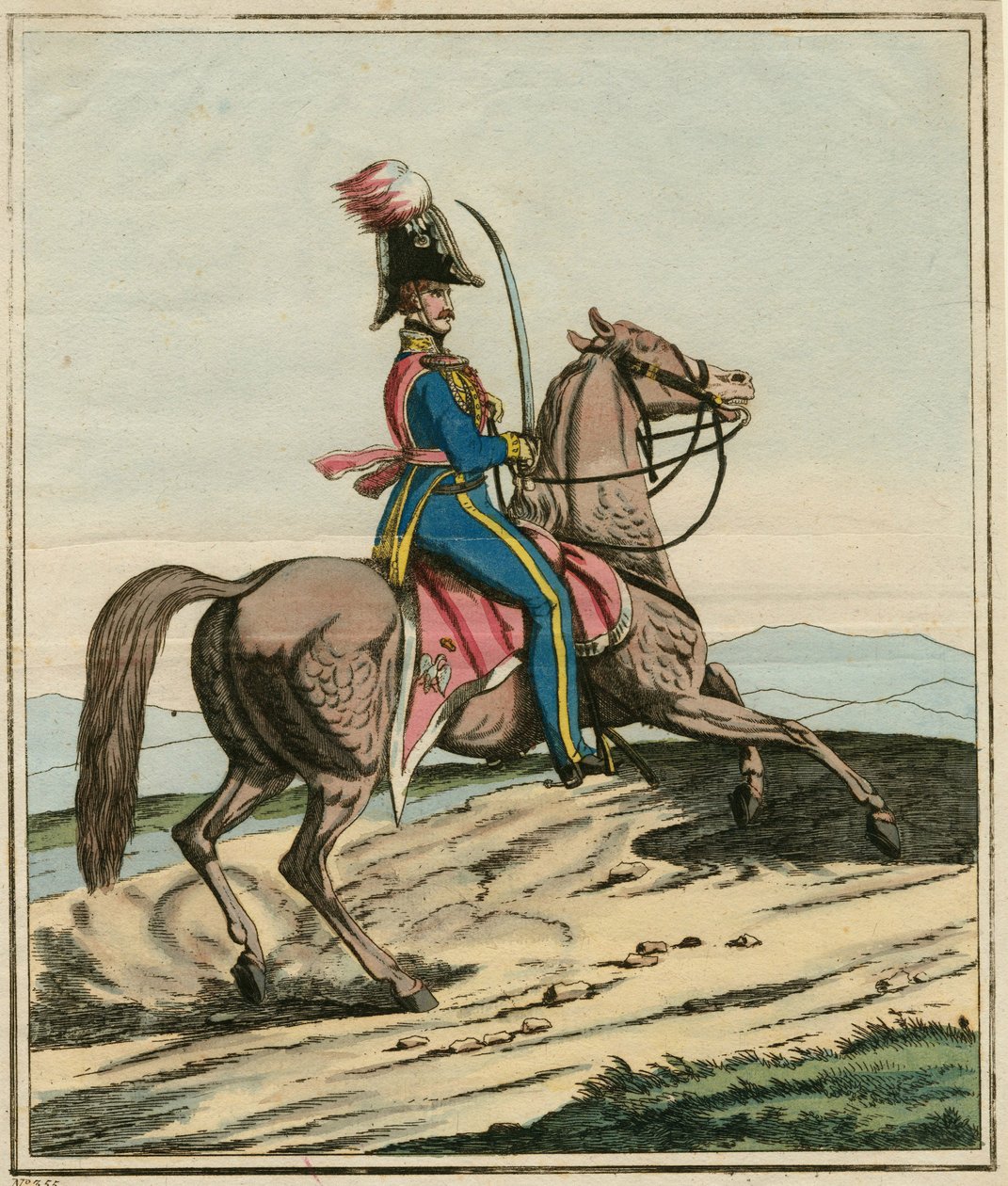 Generál Jozef Dwernicki (1779-1857), polský generál, který se zúčastnil listopadového povstání nebo polsko-ruské války v letech 1830-1831 - Anonym - 1831 - Lept, akvarel - 33,7x26,3 - Soukromá sbírka od Anonymous Anonymous