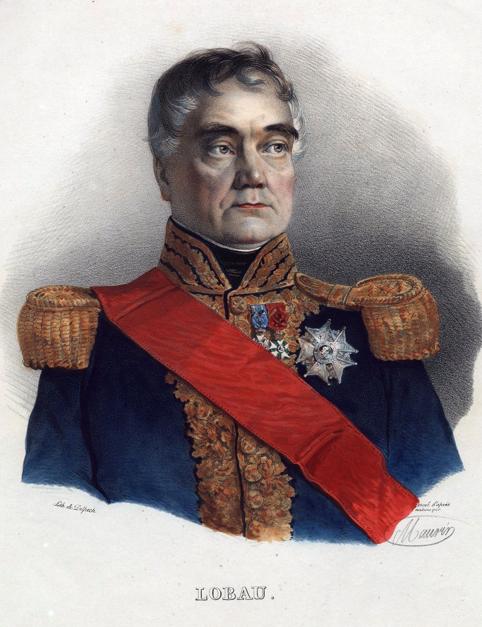 Georges Mouton de Lobau (1770-1838), maršál Francie - Anonym - 1835 - Litografie, akvarel - 32x24 - Soukromá sbírka od Anonymous Anonymous