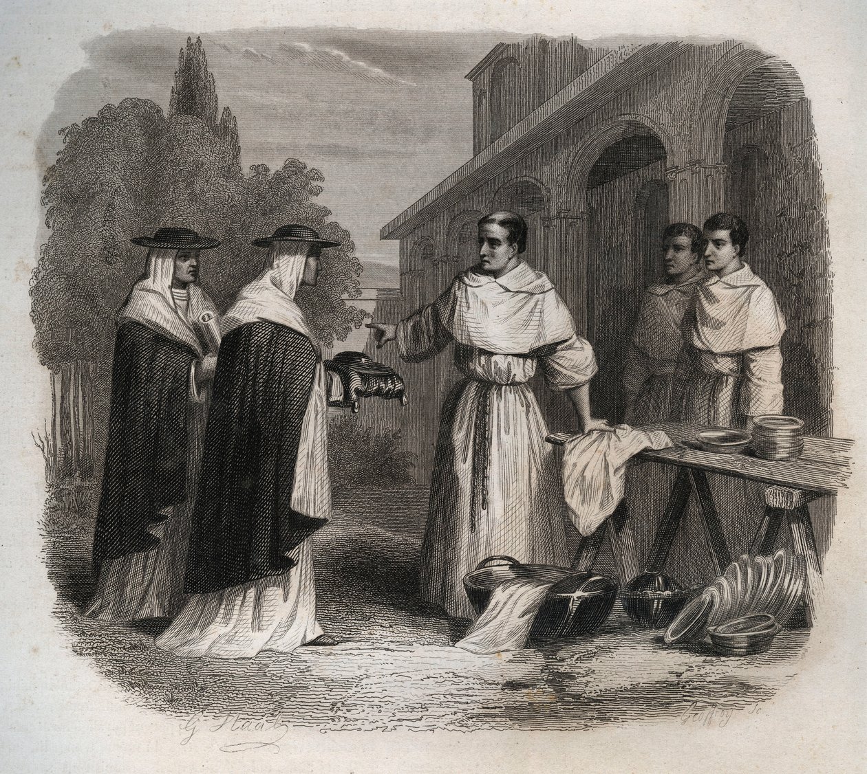 Giovanni da Fidanza známý jako Bonaventura (kolem 1217-1274) (San Bonaventura) obdržel kardinálský klobouk. Rytina z roku 1846 v „Životech svatých““. Soukromá sbírka. od Anonymous Anonymous