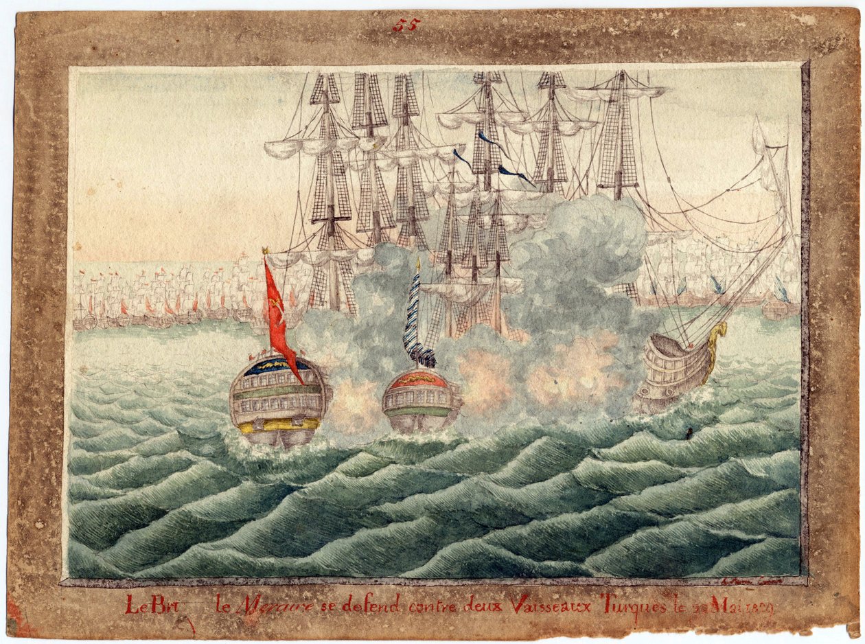 Guerre russo-turque de 1828-1829 - Brig ""Mercury"" bojující se dvěma tureckými loděmi 14. května od Anonymous Anonymous