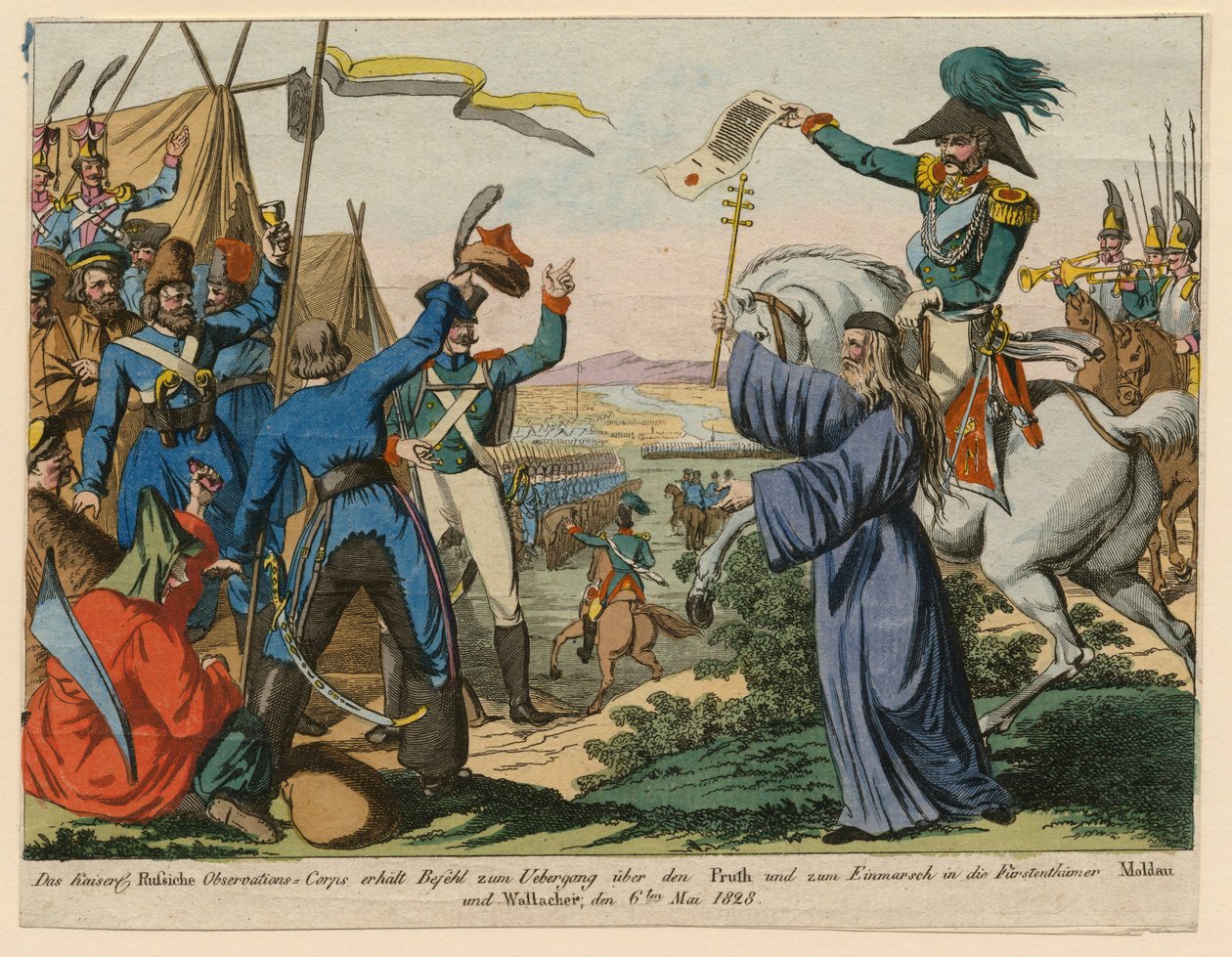 Guerre russo-turque de 1828-1829 – Ruský pozorovací sbor dostává 6. května příkaz k překročení řeky Pruth od Anonymous Anonymous