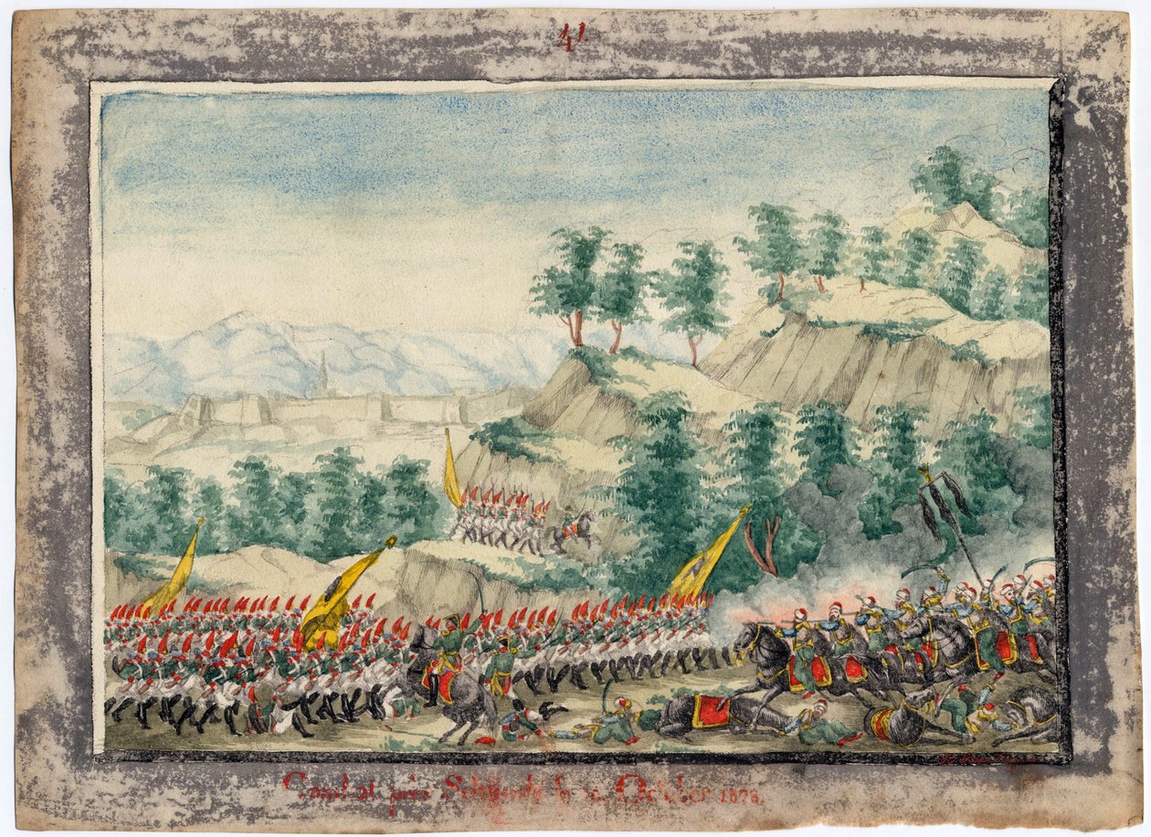 Guerre russo-turque de 1828-1829 - Obléhání pevnosti Shumen v roce 1828 - Anonym - 1829 - Akvarel na papíře - 22x30 - Soukromá sbírka od Anonymous Anonymous
