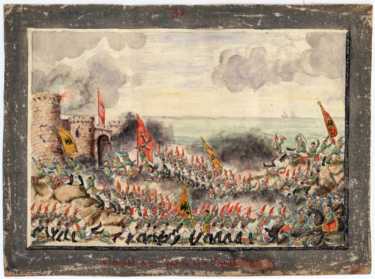 Guerre russo-turque de 1828-1829 Obléhání Varny v září 1828 - Anonym - 1829 - Akvarel na papíře - 21x29,3 - Soukromá sbírka od Anonymous Anonymous