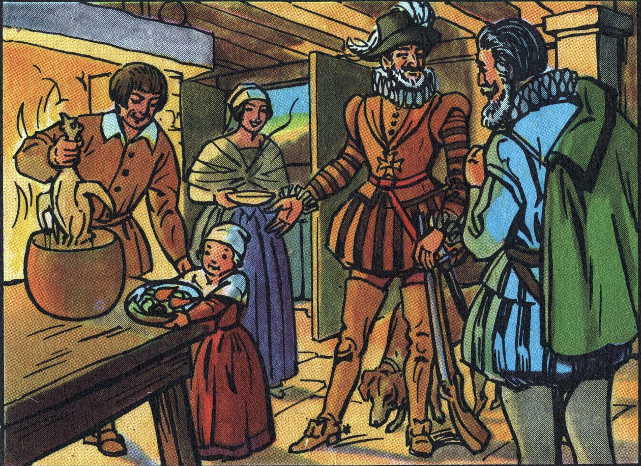Jindřich IV a kuře v hrnci. Anonymní ilustrace ve „Sbírce panovníků a hlav států Francie““. 20. století. Soukromá sbírka. od Anonymous Anonymous