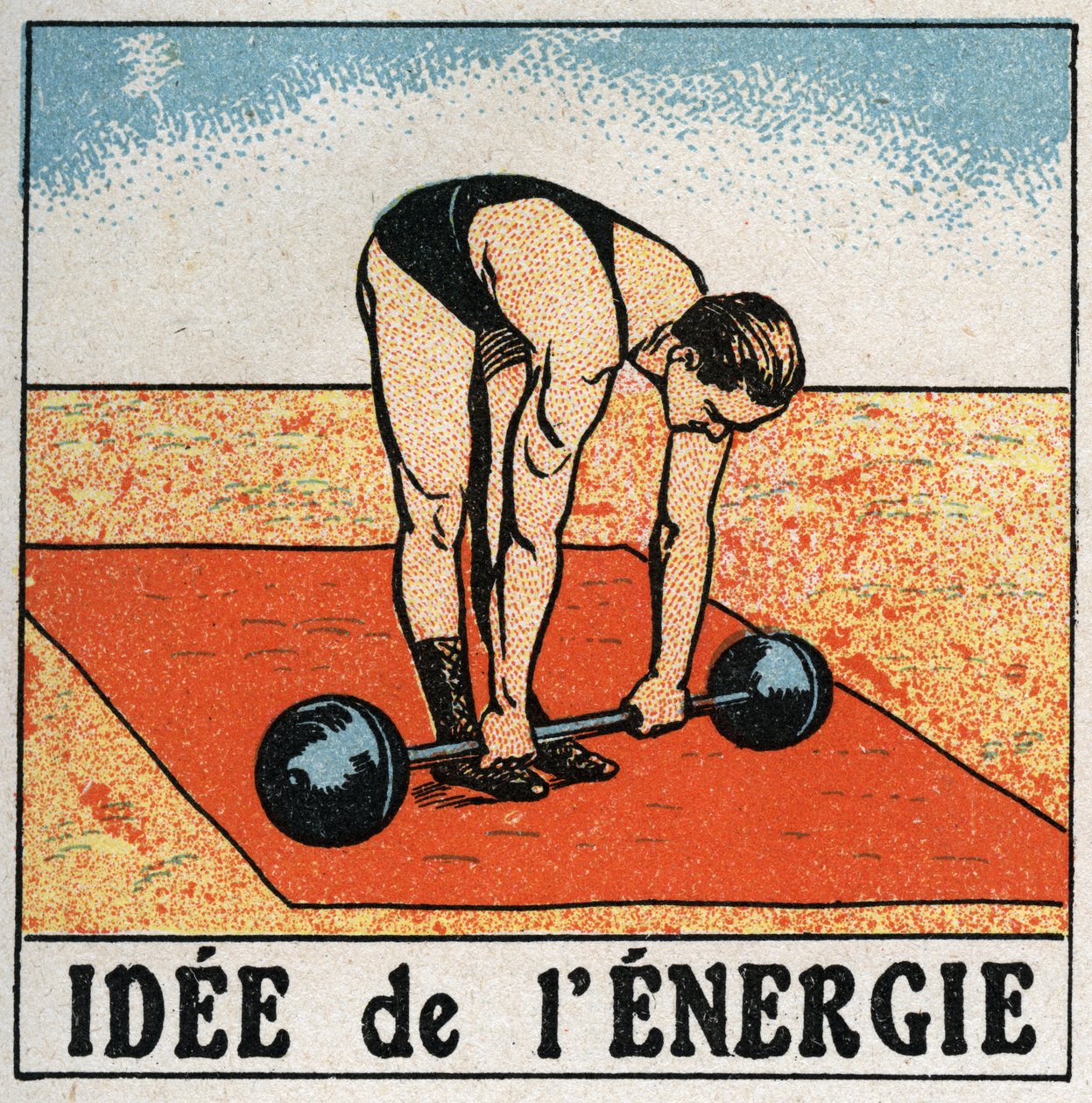 Idea energie: sportovec zvedání závaží. Anonymní ilustrace z roku 1925. Soukromá sbírka. od Anonymous Anonymous
