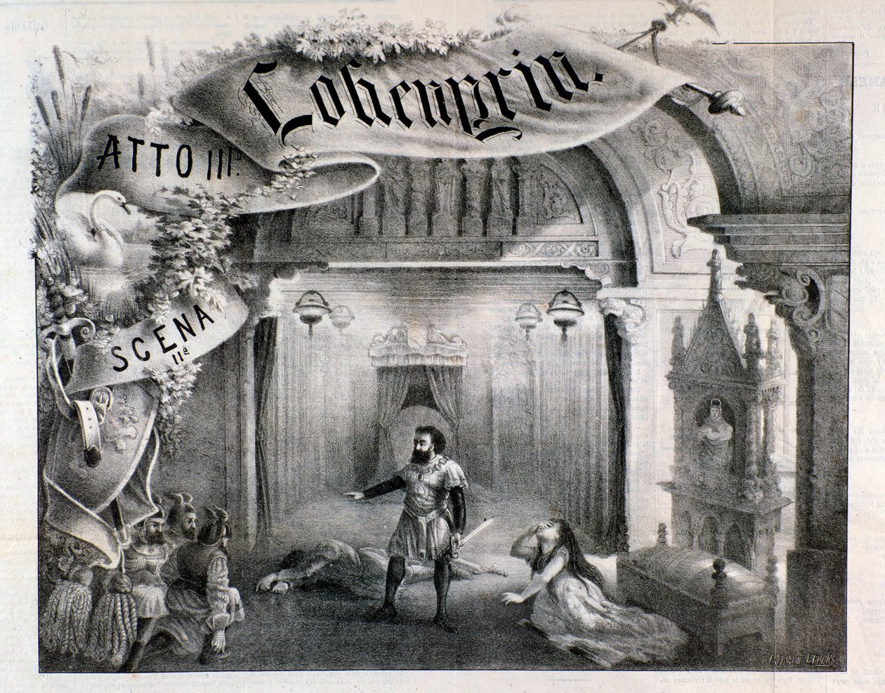 Ilustrace pro scénu 2, dějství III Lohengrina, opera Wagner od Anonymous Anonymous