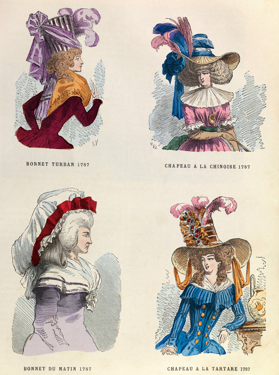 V roce 1787 turbanský klobouk; Ranní klobouk; Čínský klobouk a tatarský klobouk - soukromá sbírka od Anonymous Anonymous