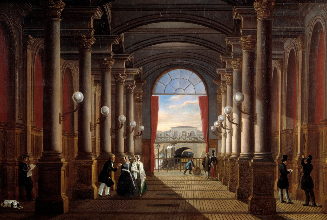 Vnitřní pohled na bývalou stanici Saint Lazare (Saint-Lazare) Anonymní obraz. 1845 ne. 1,35x1,85 m Paříž, Musee Carnavalet od Anonymous Anonymous