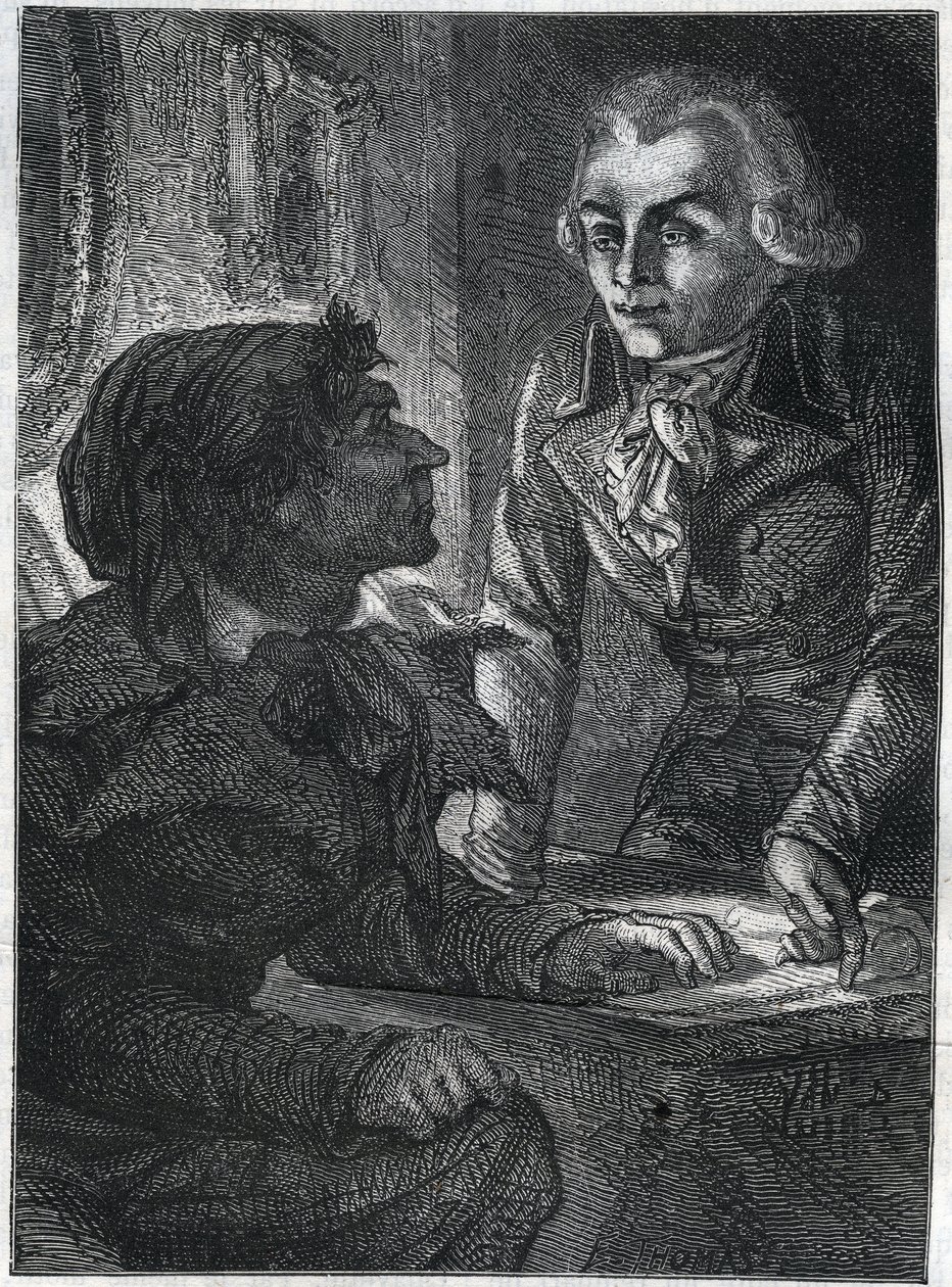 Jean-Paul (Jean Paul) Marat (1743-1793) s Maxmiliánem od Robespierra (1758-1794). Rytina z roku 1866 v „Histoire de la Revolution francaise““ od Adolphe Thierse. Soukromá sbírka. od Anonymous Anonymous