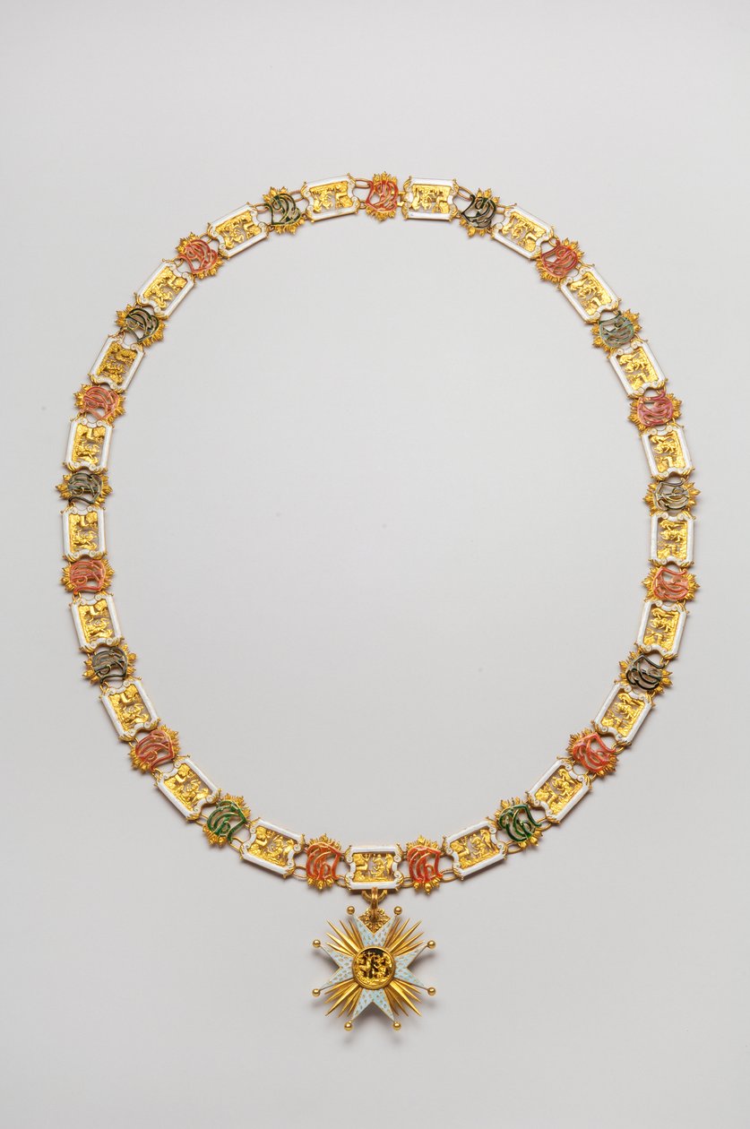 Království Baviere - Řád svatého Huberta: náhrdelník nosil Luitpold, vévoda en Baviere (1890-1973) - Konec 18. století - Zlato a Emaux - Náhrdelník: L 122 cm; váha 460 g (včetně přívěsku) - Přívěsek: D 7,5 cm - Soukromá sbírka od Anonymous Anonymous