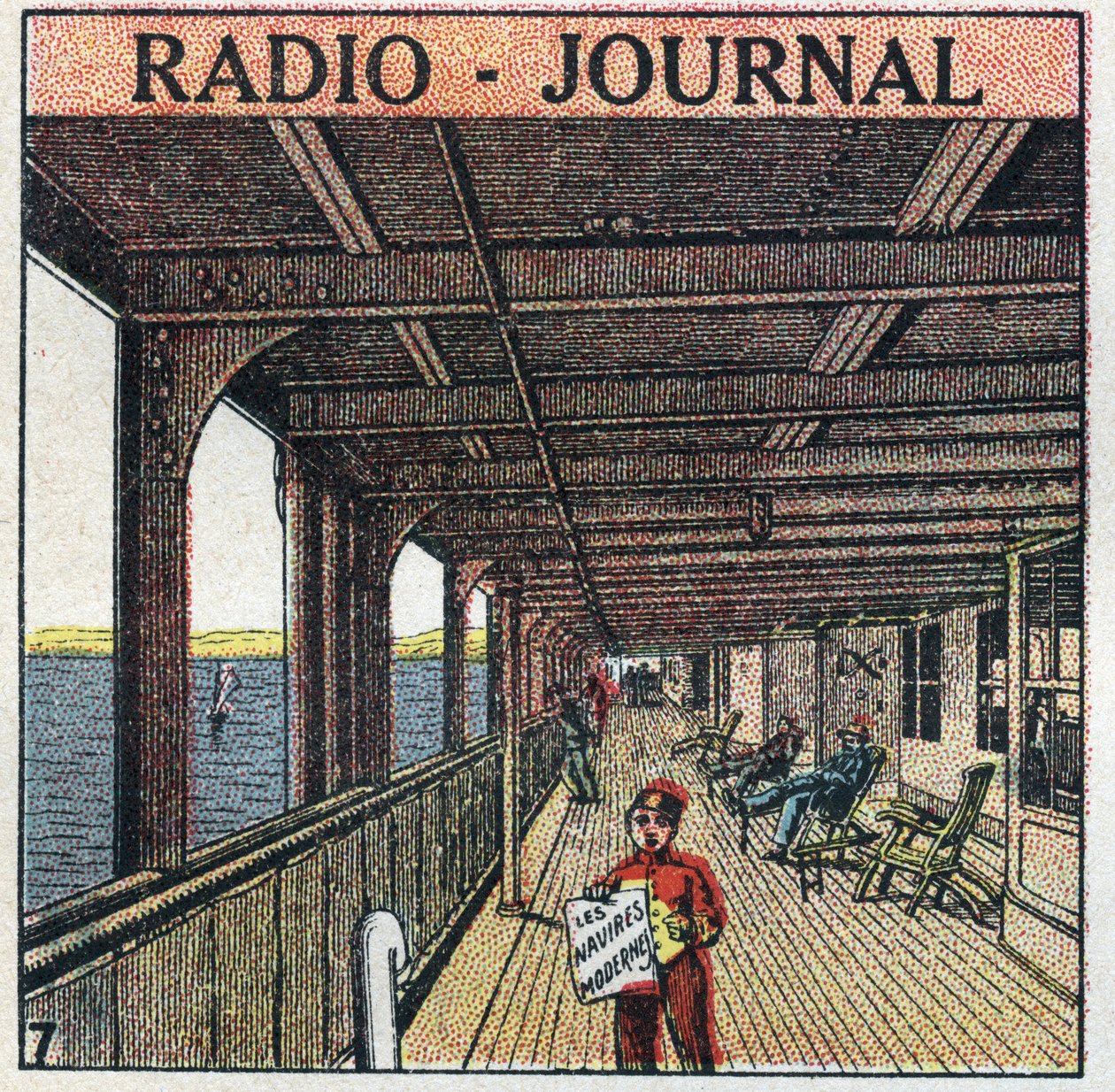 La T.S.F.: rádio - noviny. Prodavač novin na vložce. Anonymní ilustrace z roku 1925. Soukromá sbírka. od Anonymous Anonymous