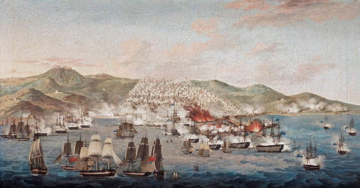 Bombardování Alžíru (Alžírsko), 27. srpna 1816, represivní akce nařízená sirem Edwardem Pellewem (1757-1833), s cílem dosáhnout propuštění britského konzula a také více než 1000 křesťanských otroků, bývalých námořníků zajatých Alžířany - Netopýr od Anonymous Anonymous