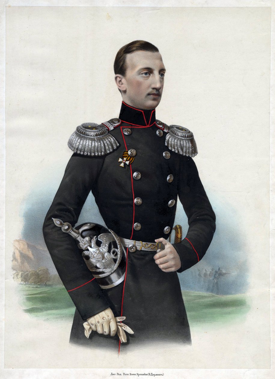 Velký vévoda - Nicholas Michajlovič Ruska - (Romanovský dům) Portrét velkovévody Nikolaje Nikolajeviče Ruska (1831-1891) - Anonym - 1860 - Barevná litografie - 52,6x35,5 - Soukromá sbírka od Anonymous Anonymous