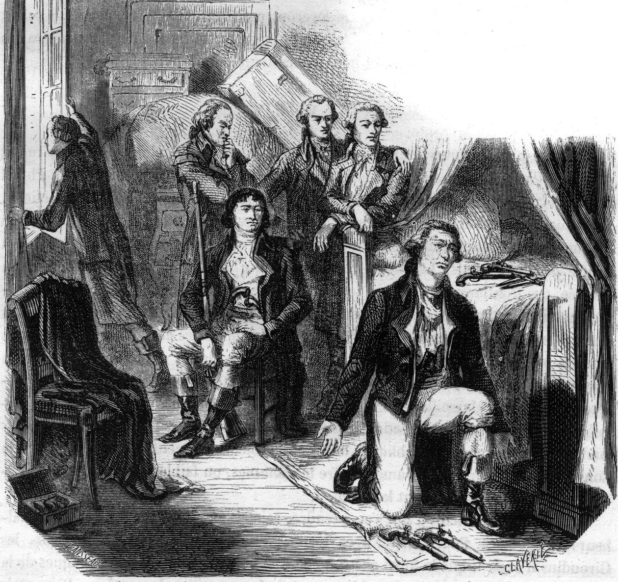 Girondinové v noci 31. května 1793 (pád Girondinů) - Rytina v „Histoire des Girondins“ od Alphonse de Lamartine (1790-1869) 1865-1866 - soukromá sbírka od Anonymous Anonymous