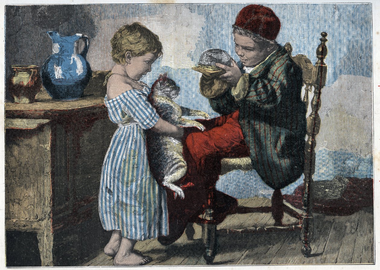 Les trennes de Minou. Rytina z konce 19. století. Soukromá sbírka. od Anonymous Anonymous